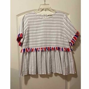 Striped tassel top